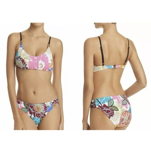 Trina Turk Women's Radiant Blooms Bralette Bikini Set 2 PC sz 6 Multicolor - Picture 1 of 7